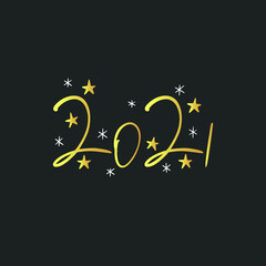 2021 New Year Celebrations Yellow and white stars vector design