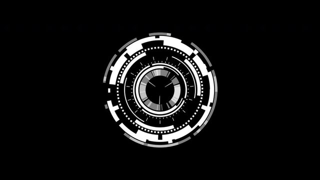 HUD interface circle, Technological futuristic template. Sci-Fi circle footage template on black screen. Infographic element for future design.