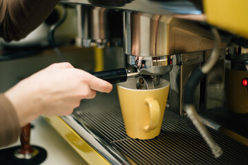cappuccino machine pouring coffee