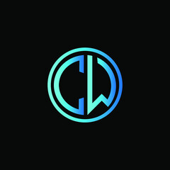 CW MONOGRAM letter icon design on BLACK background.Creative letter CW/C W logo design.
 CW initials MONOGRAM Logo design.