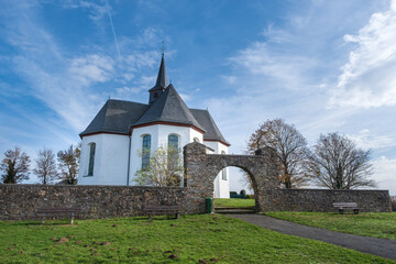 View of the marvelous Kreuzkapelle in Bad Camberg / Germany in wonderful autumn weather