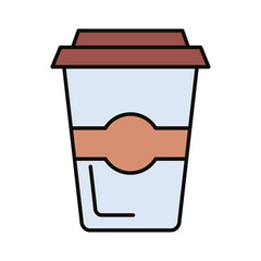 coffee in plastic pot line and fill icon