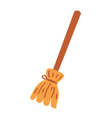 halloween witch broom isolated icon