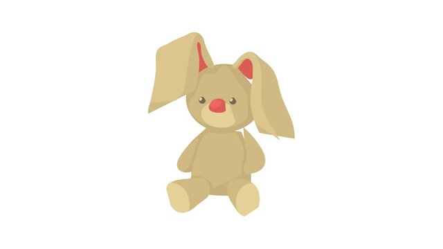 Plush toy bunny animation of cartoon icon on white background