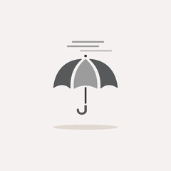 Umbrella and heavy fog. Color icon with shadow. Weather vector illustration