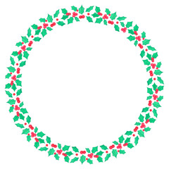 Drawing of Christmas wreath with berries 