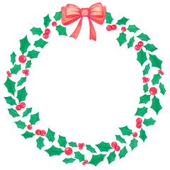 christmas wreath with red ribbon