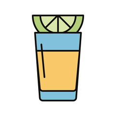 juice lemon in glass line and fill style icon