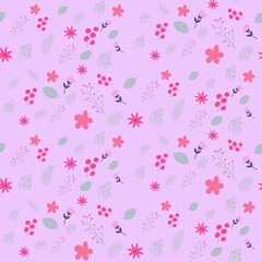 Beautiful colorful half drop repeating pattern background of leaves and flowers.