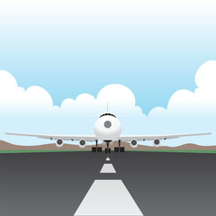 Passenger plane Running on the runway to take off