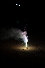 Obraz premium fire of cracker explosion on black background