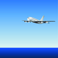 Fototapeta na wymiar Passenger plane fly in the sky vector draw 