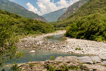 Landscape of Vallemaggia, the longest alpine valley in the canton of Ticino in Switzerland.Vallemaggia, the longest alpine valley in the canton of Ticino in Switzerland