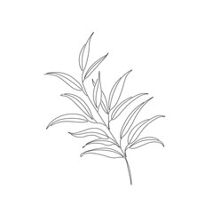 One line leaves drawing art 