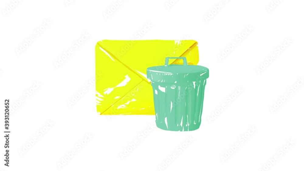 Poster delete message animation of cartoon icon on white background