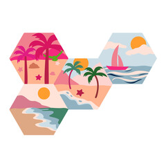 Set of weather and landscapes icons. Vector illustration.