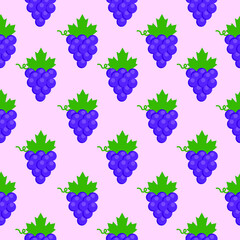 This is a seamless pattern with a grape on a pink background.