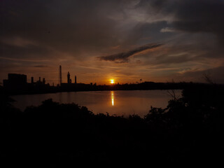 sunset over the river