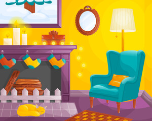 Obraz premium Cozy room with Christmas decorations