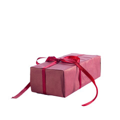 red christmas gift with bow isolate on white background