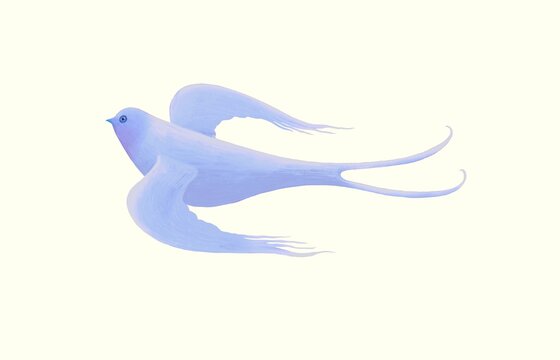 Cute White bird isolated on a white background. hand-drawn an illustration. animal character, painting artwork