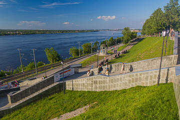 PERM, RUSSIA - JUNE 30, 2018: View of Kama river in Perm, Russia