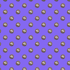 seamless pattern of silver disco ball on purple background. postcard template