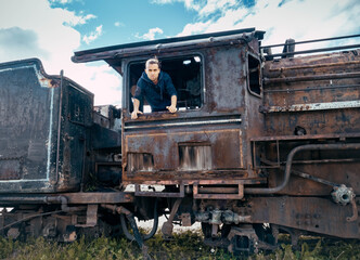 Naklejka premium old steam locomotive