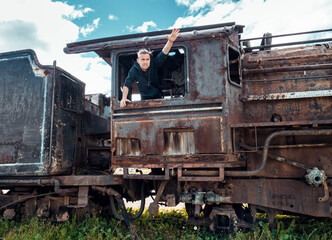 Naklejka premium old steam locomotive