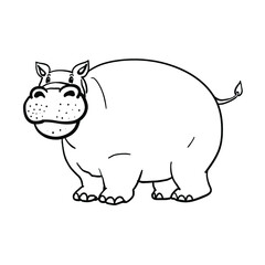 Cute Hippopotamus illustration outline stroke