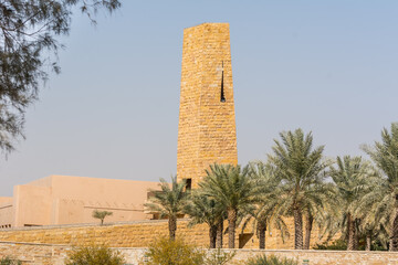 Palm trees and buildings of Diraiyah, also as Dereyeh and Dariyya, a town in Riyadh, Saudi Arabia, was the original home of the Saudi royal family, and served as the capital of the Emirate of Diriyah.