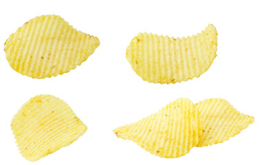Potato chips isolated on white background
