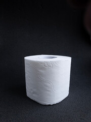 toilet paper roll on a dark background, hygiene items, essential goods during quarantine