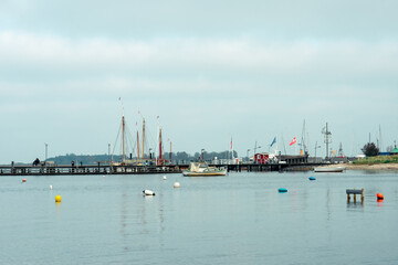 Fototapeta premium Photo of rural bucht with little boads in Baltic sea in north Germany