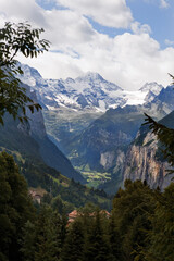 Obraz premium The Breithorn above the head of the spectacular Lauterbrunnen valley, Bernese Oberland, Switzerland