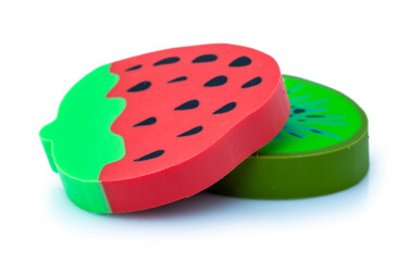 eraser fruit toys isolated on white background