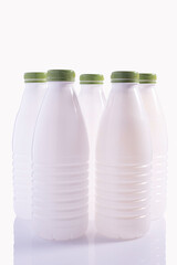 white plastic bottles isolate on white background