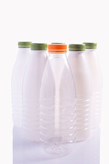 white plastic bottles isolate on white background