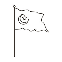 turkey flag country patriotic in pole line style