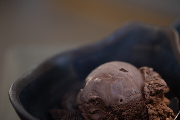 Bowl of chocolate ice cream