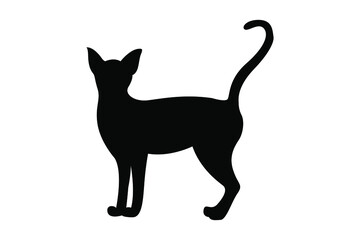Vector silhouette of a cat. Pet. Silhouettes of cats. A playful cat with a long tail.
