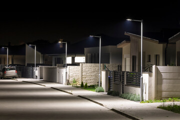 modern led illumination on quiet residential area