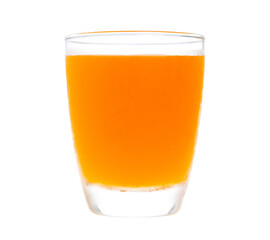 Full glass of orange juice isolated on white background