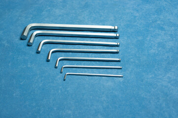 Hex key set. Hand tool. Hex keys of different sizes.