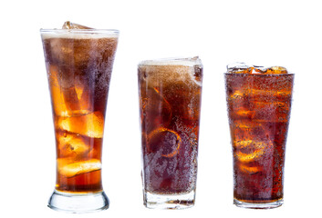 coca cola in glass isolaed on white background