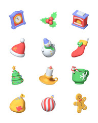 Happy New Year - modern colorful 3d icons set