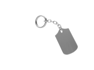 Blank metal or silver key ring isolated on white background. 3d illustration