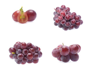 red grape  isolated on white (Mix, set , collection)