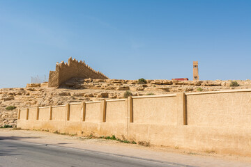 Historic buildings in Dariyah clay castle, also as Dereyeh and Dariyya, a town in Riyadh, Saudi Arabia, original home of the Saudi royal family, the capital of the Emirate of Diriyah.