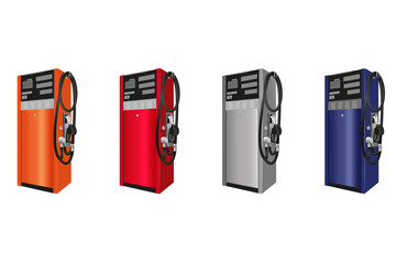 3d models of gas stations in different colors